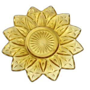 Vintage Topaz Yellow/Amber Federal Glass Sunflower/Sunburst Petal Plate 6.25"